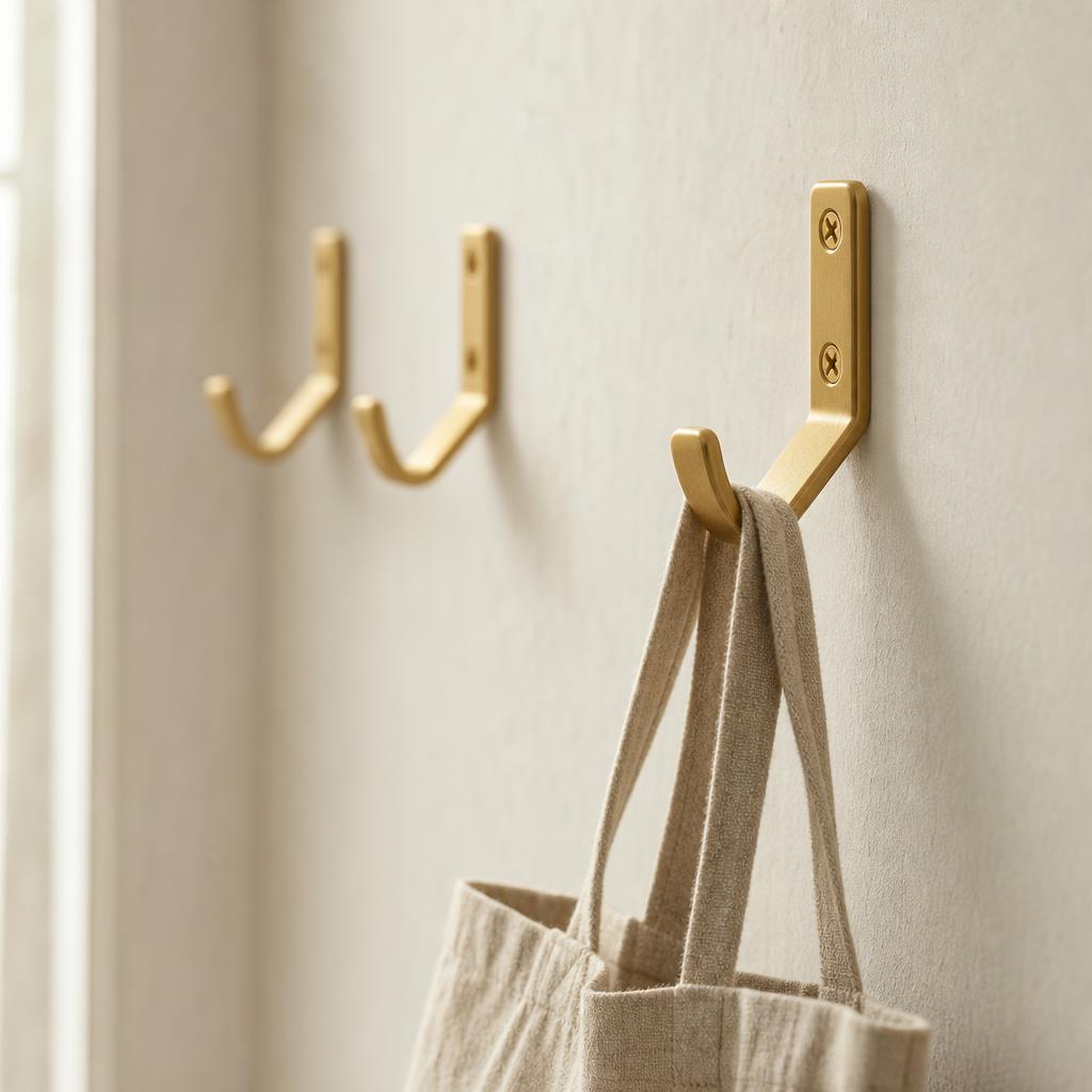 Folded Plane Solid Brass Wall Hook — lifestyle view