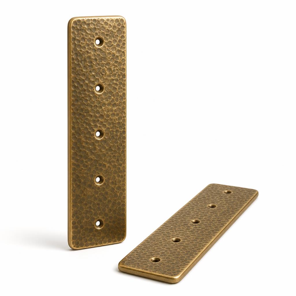 Hammered Solid Brass Door Finger Plate 25 x 6 — Solid Brass · antique brass tone on solid brass · 25 (H) x 6 (W) x 0.12 (thk)