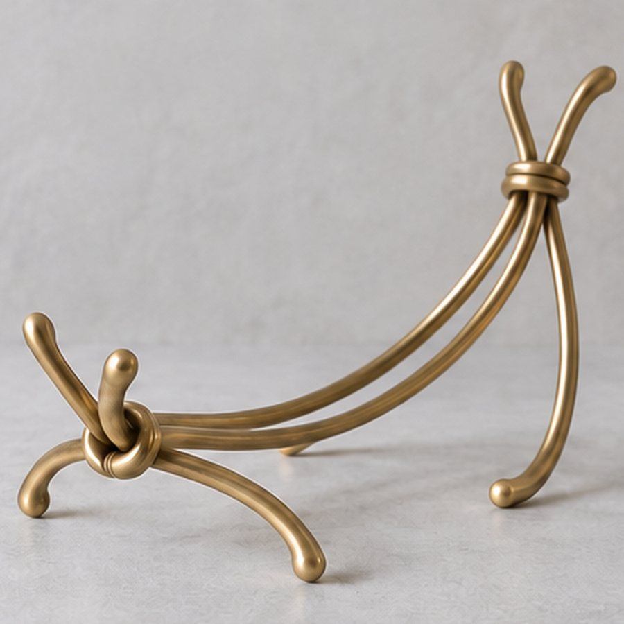 Forked Vine Bottle Rest — Brass · natural honey brass · concept render