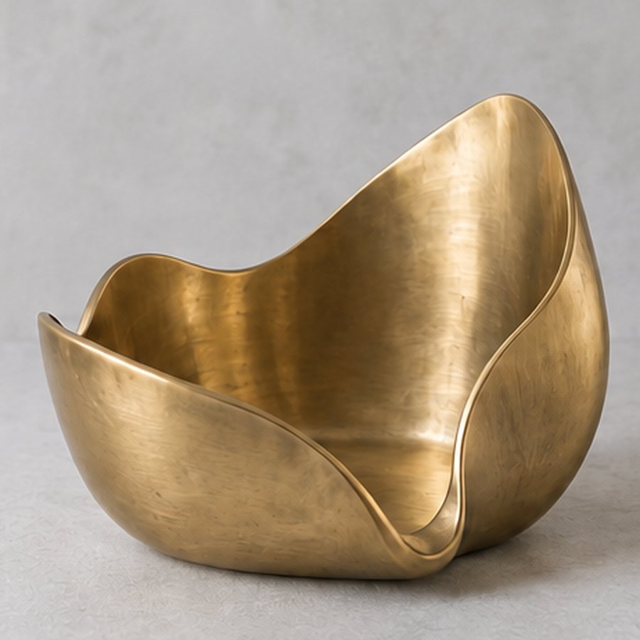 Folded Fig Napkin Well — Brass · natural honey brass · concept render
