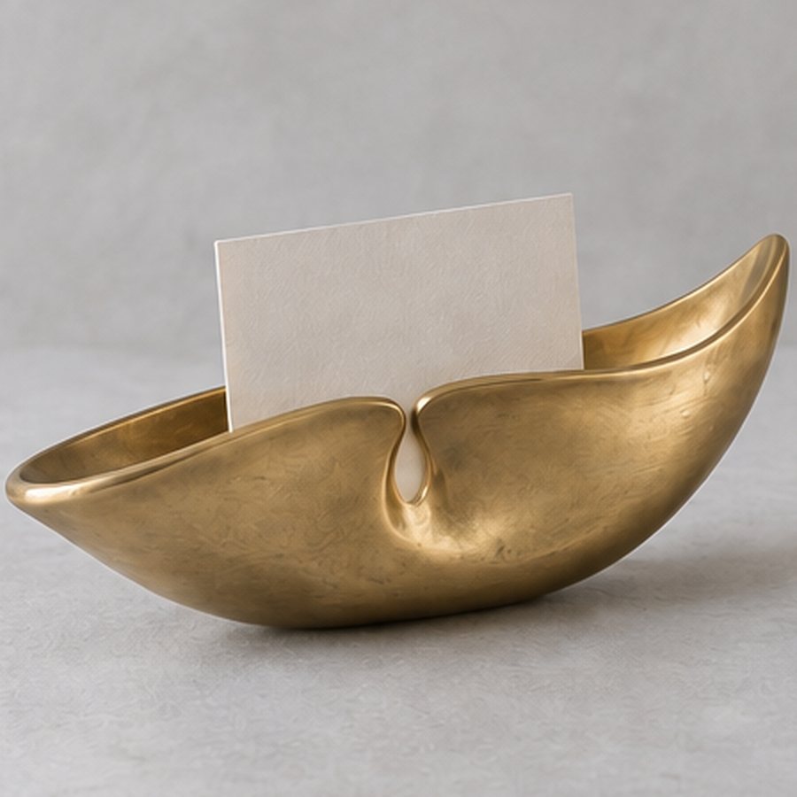 Pod Seam Card Boat — Brass · natural honey brass · concept render