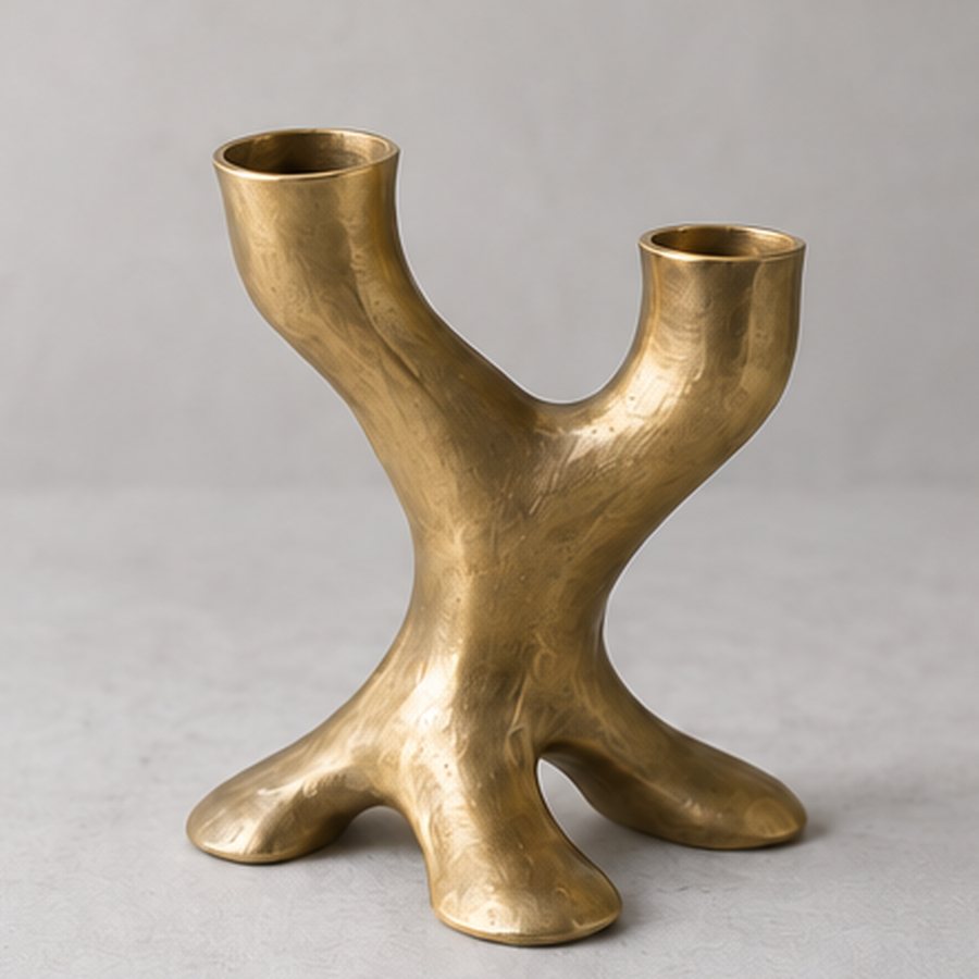 Fork-Root Twin Light — Brass · natural honey brass · concept render