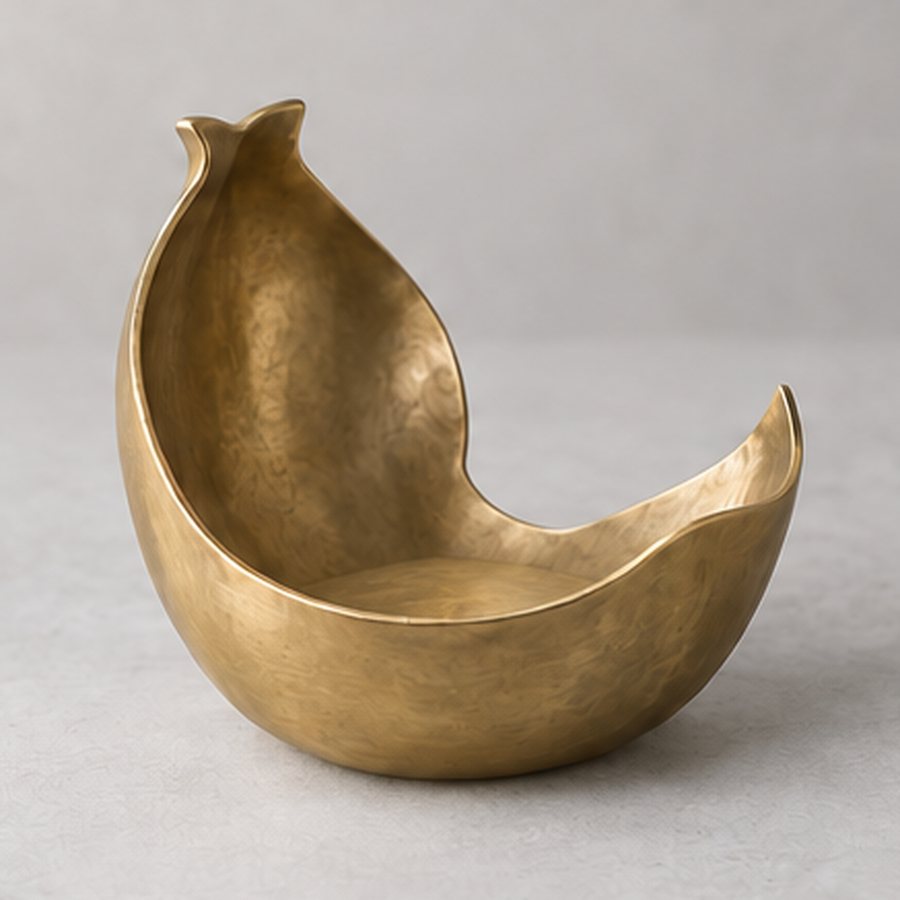 Split-Husk Pillar Shelter — Brass · natural honey brass · concept render