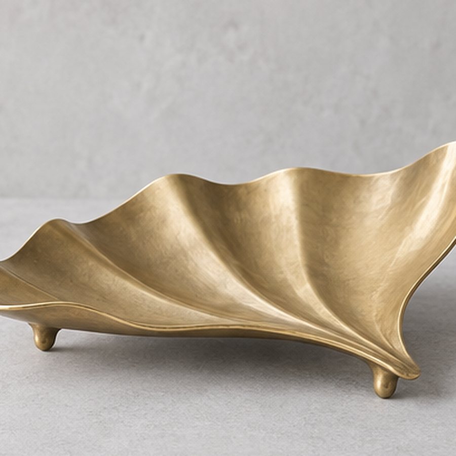 Fan-Fold Presentation Platter — Brass · natural honey brass · concept render