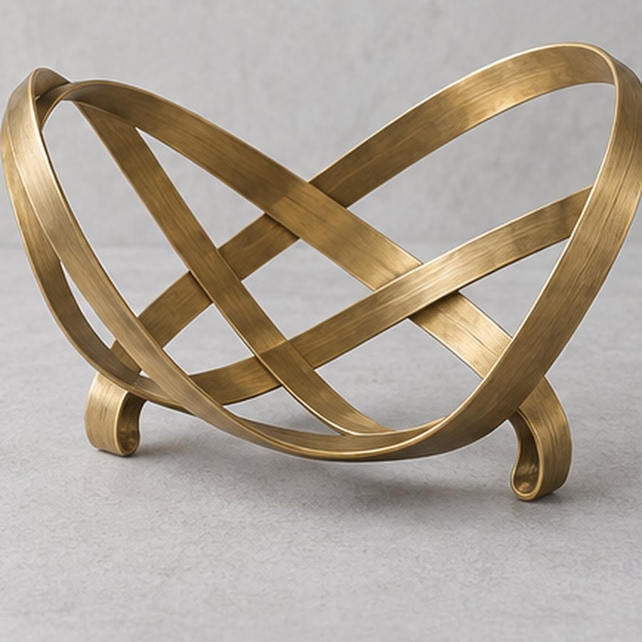 Reed-Weave Fruit Form — Brass · natural honey brass · concept render