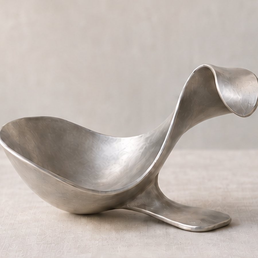 Fig Saddle Wine Rest — Aluminium with small felt bottle-contact pads · natural silver aluminium · concept render