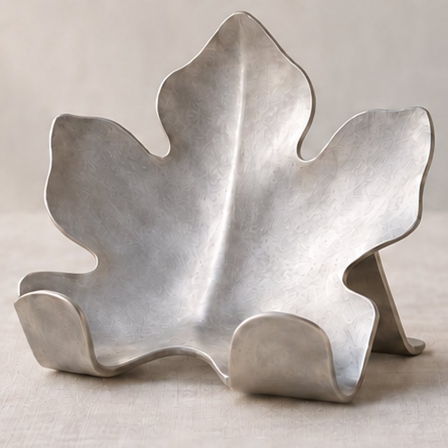 Five-Lobe Recipe Rest — Aluminium with small felt table-contact pads · natural silver aluminium · concept render