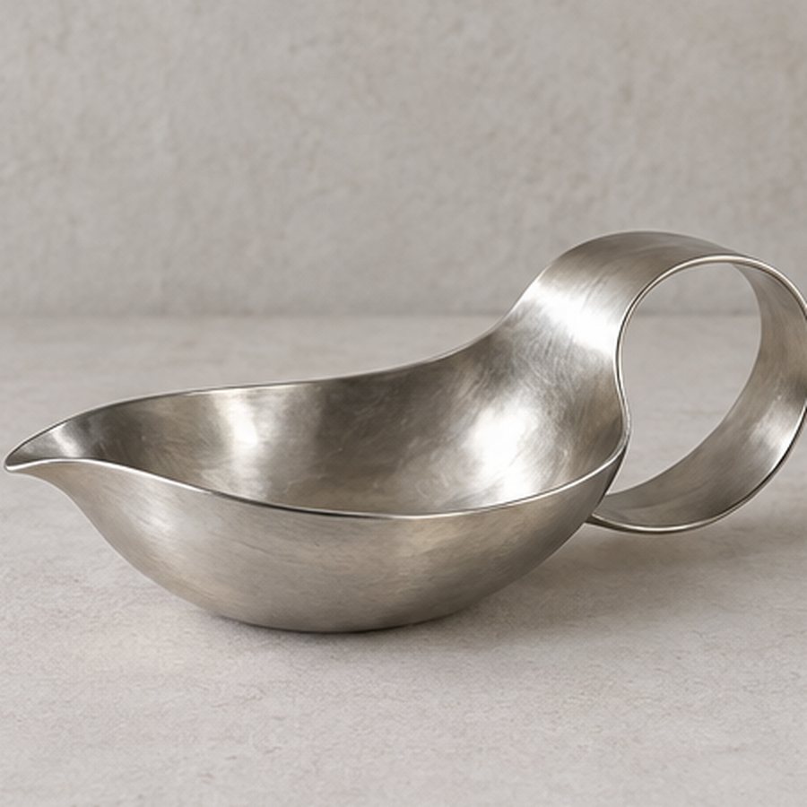 Peel-Fold Sauce Pourer — 304 stainless steel · natural satin stainless · concept render