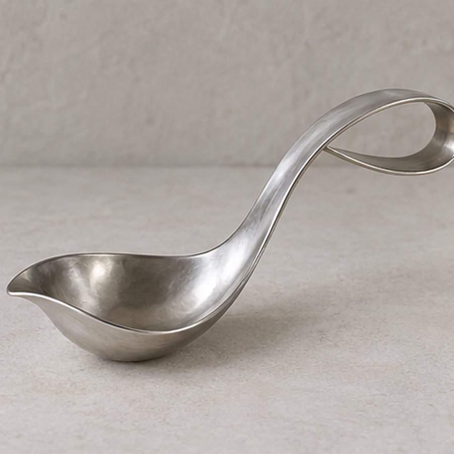 Calla-Sheath Sauce Ladle — 304 stainless steel · natural satin stainless · concept render