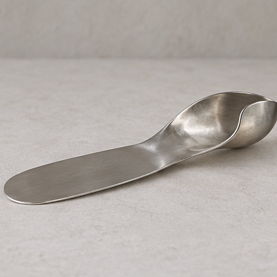 Quince Thumb-Shell Spreader — 304 stainless steel · natural satin stainless · concept render