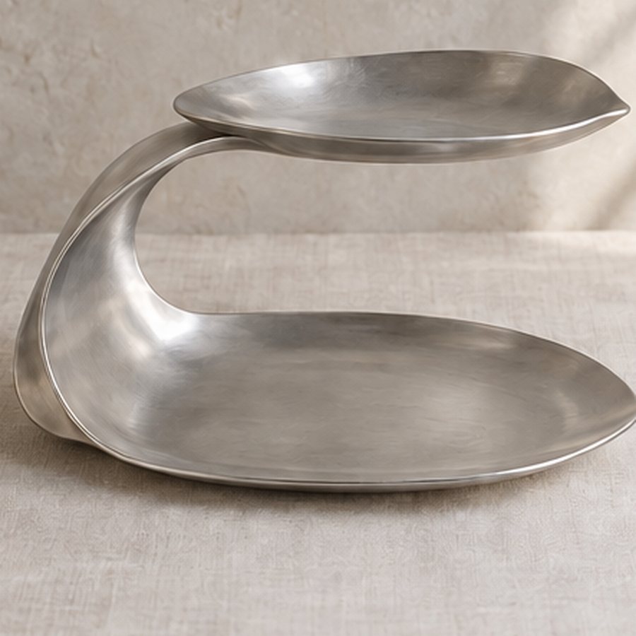 Continuous-Stem Pastry Stand — 304 stainless steel · natural satin stainless · concept render
