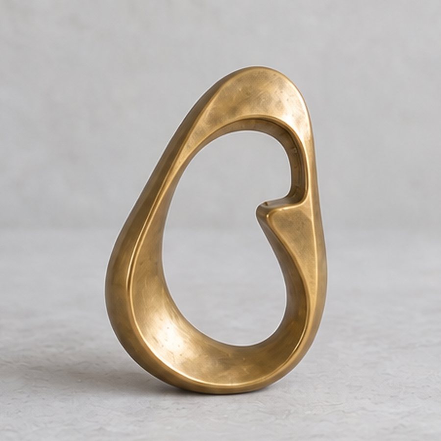 Asymmetric Seed-Window Bottle Opener — Brass · natural honey brass · concept render