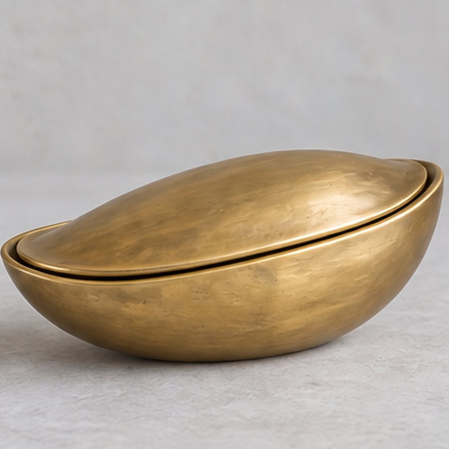 Seedboat Match Keeper — Brass with small replaceable striker-paper strip under rear lip · natural honey brass · concept render