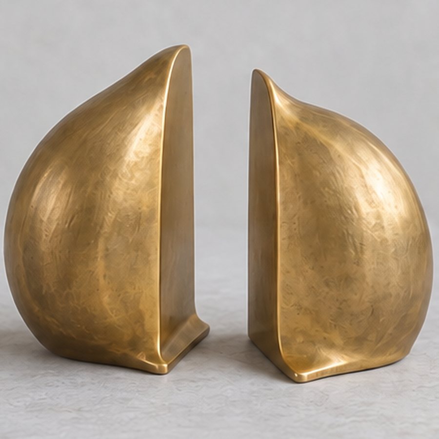 Husk Recipe Bookend Pair — Brass · natural honey brass · concept render
