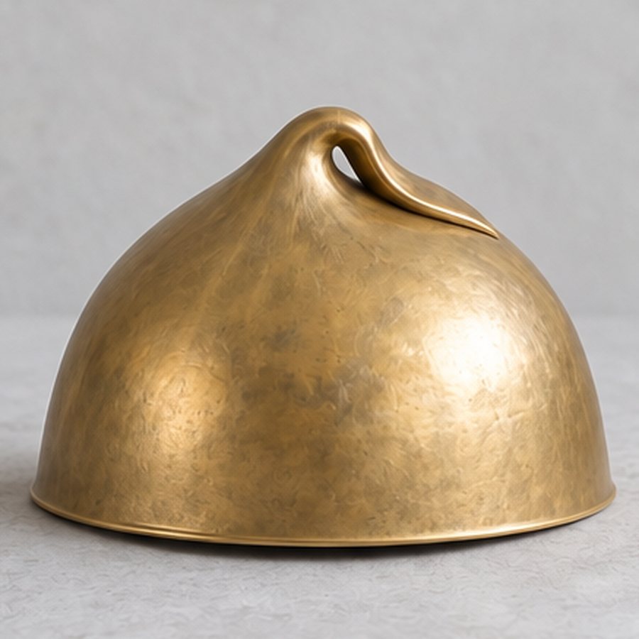 Split-Gourd Serving Cover — Brass · natural honey brass · concept render