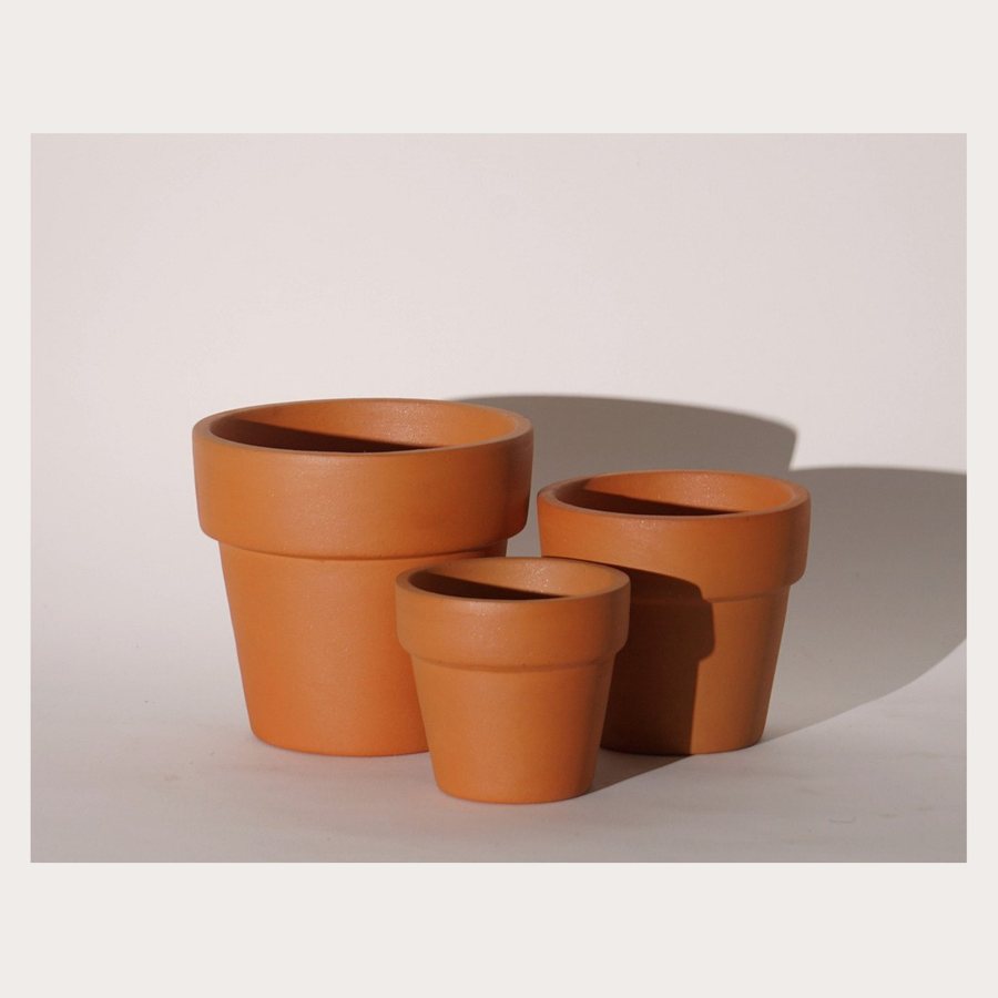 Straight-Wall Planter in three sizes — natural terracotta from the WB Inc Planter Collection