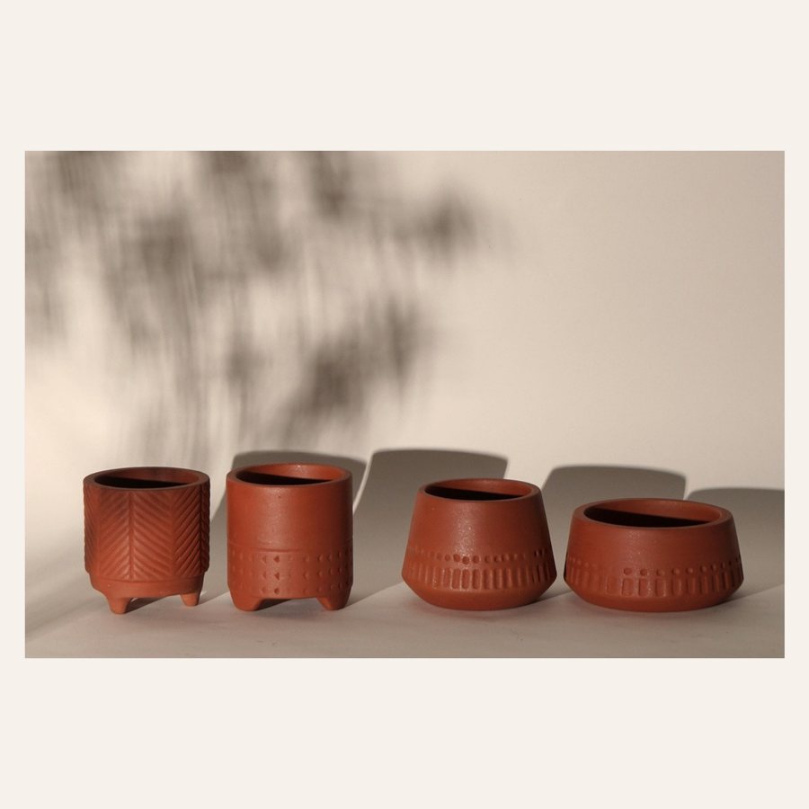 Mini Garden, Set of Four — Terracotta · natural terracotta · colour on request