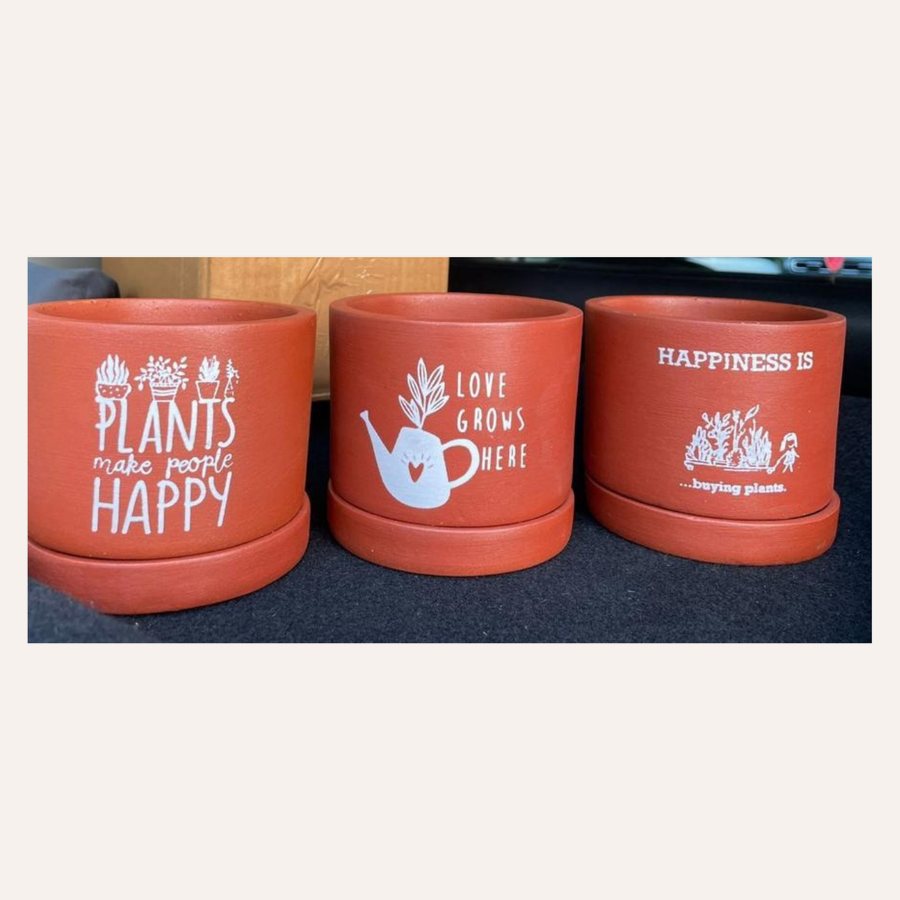 Windowsill Print Planter — Terracotta · natural, hand-painted · motif / colour