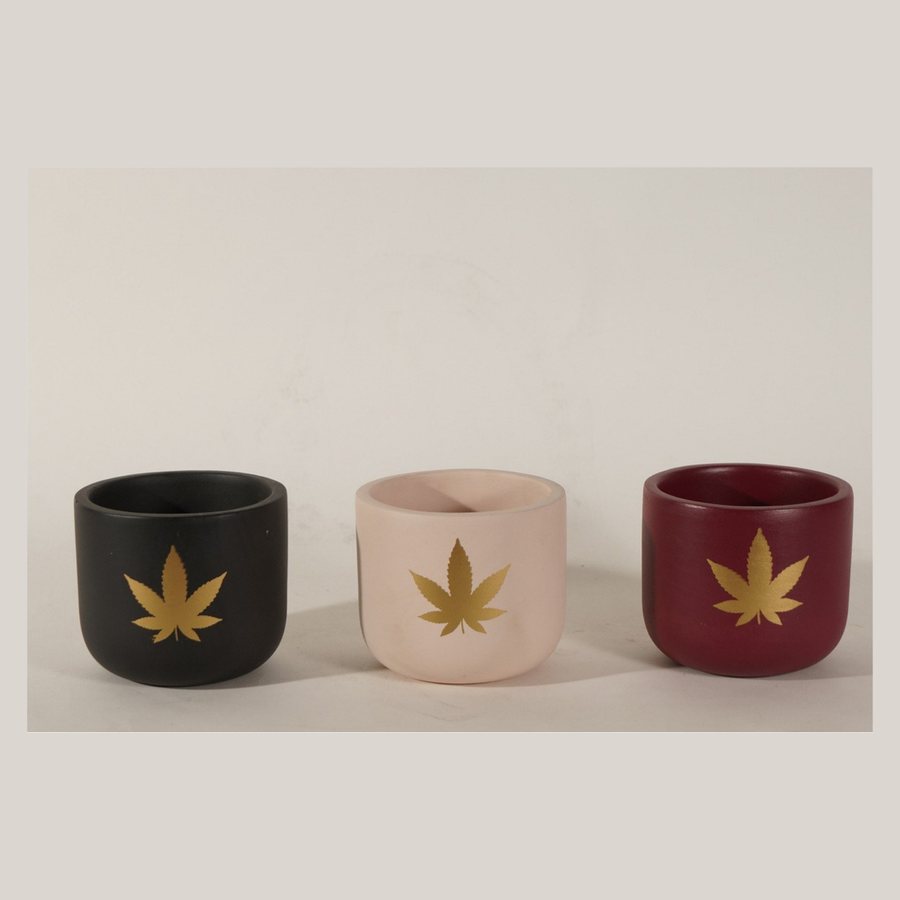 Leaf Motif Cachepot — Terracotta · natural, painted motif · colour