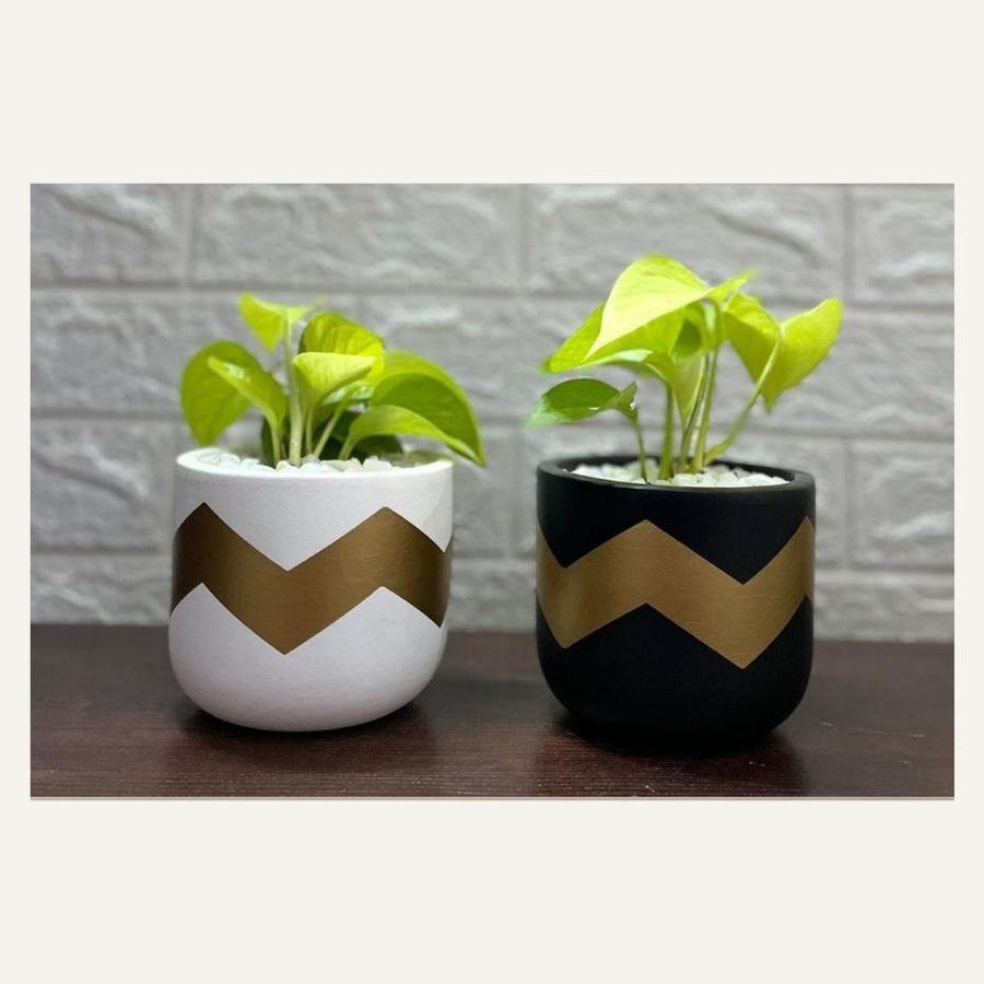 Chevron Cachepot — Terracotta · matte painted · colour
