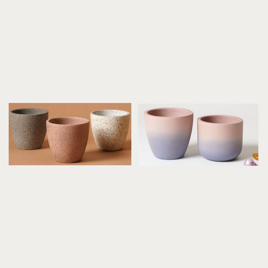 Terrazzo & Ombré Cachepot — Terracotta · terrazzo and matte painted · colour