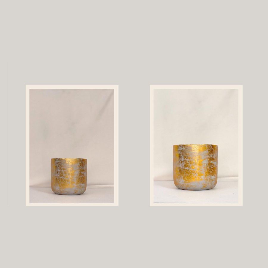 Gold Foiled Planter — Terracotta · gold foiling · colour / shape