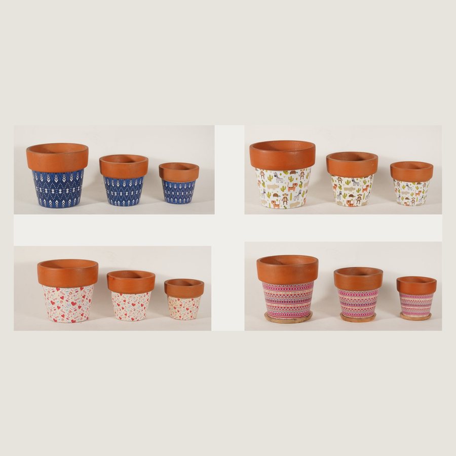 Digital Print Planter — Terracotta · printed finish · design · tray optional