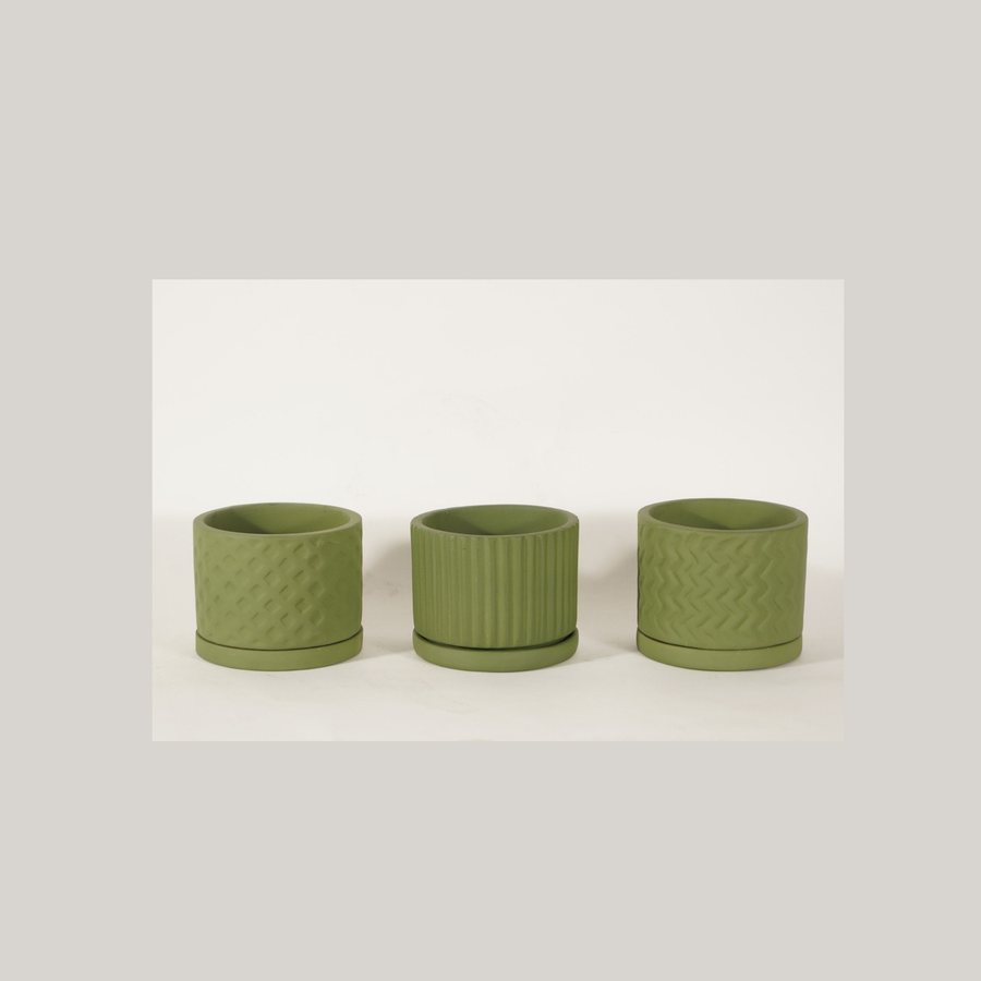 3-D Textured Planter, Set of Three — Terracotta · natural, textured relief · colour