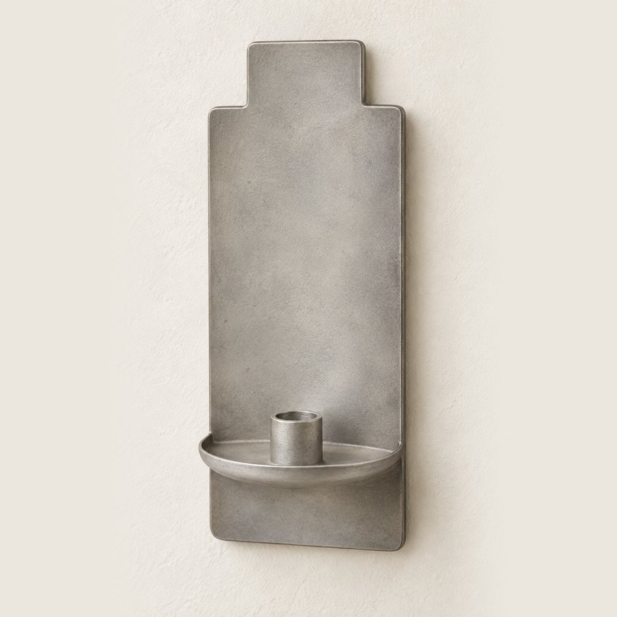 Stepped Crown Wall Sconce — Iron · Matte warm stone grey
