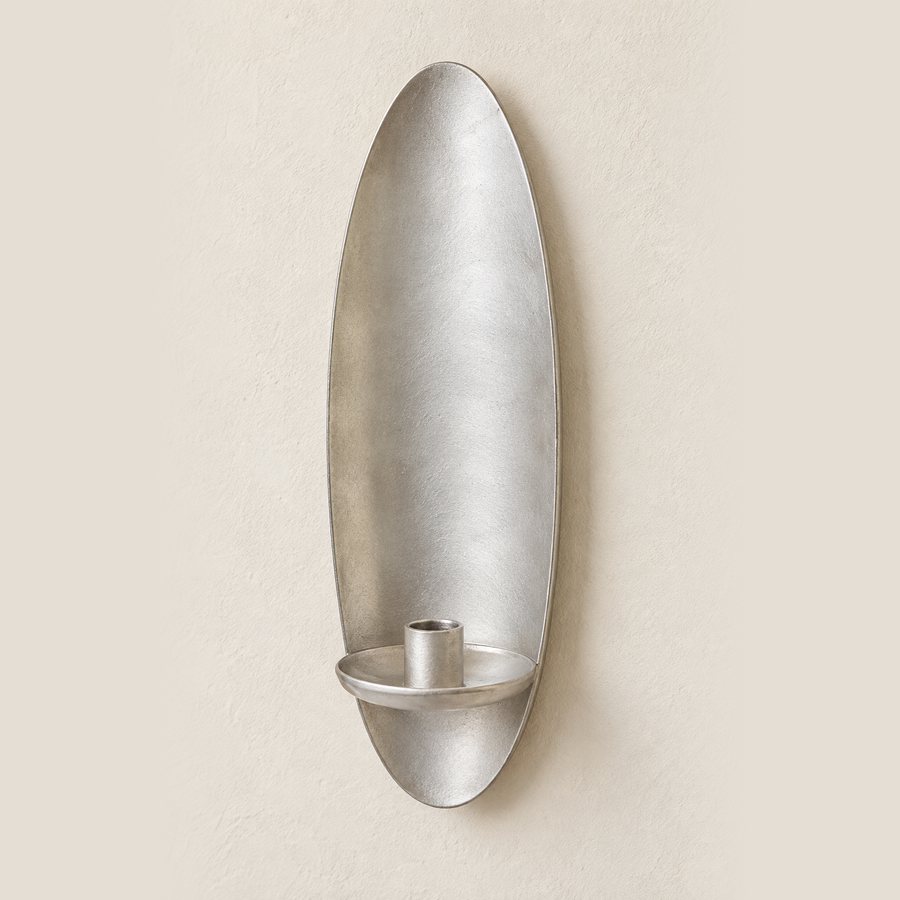 Tall Ellipse Wall Sconce — Aluminium · Soft satin silver