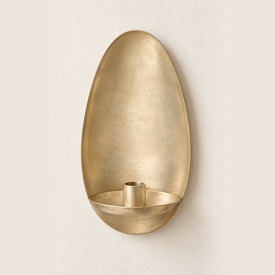Broad Egg Wall Sconce — Brass · Pale satin brass