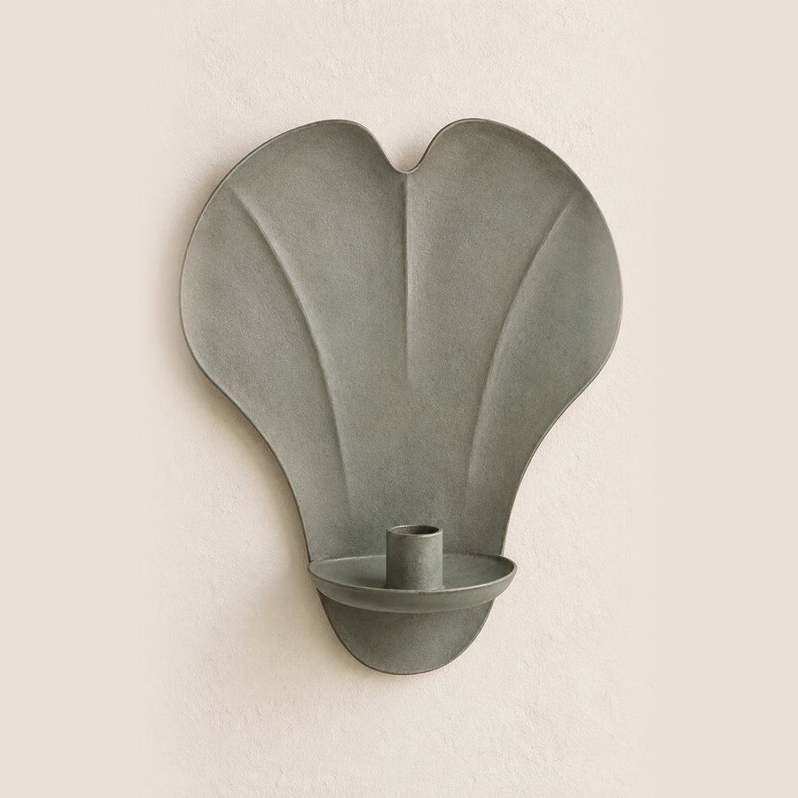 Ginkgo Fan Wall Sconce — Iron · Matte moss grey green