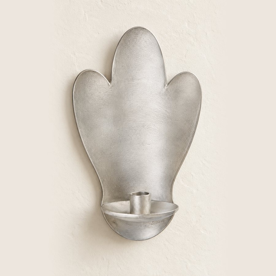 Three Petal Wall Sconce — Aluminium · Natural hand buffed dull silver