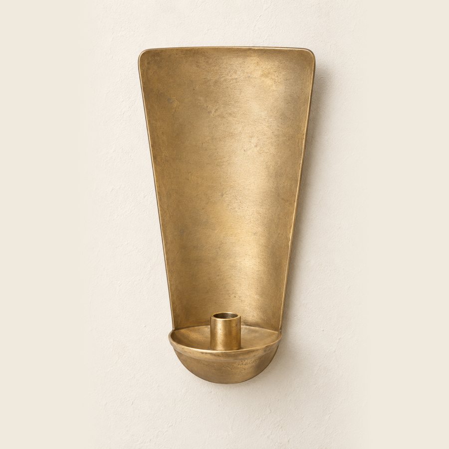 Flared Trapezoid Wall Sconce — Brass · Muted antique honey brass