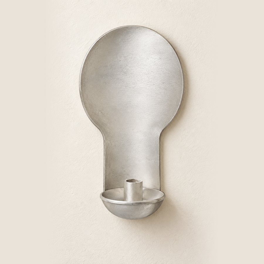 Round Paddle Wall Sconce — Aluminium · Natural dull hand buffed silver