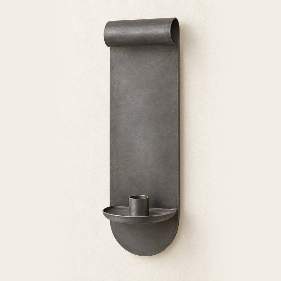 Top Scroll Wall Sconce — Iron · Matte charcoal