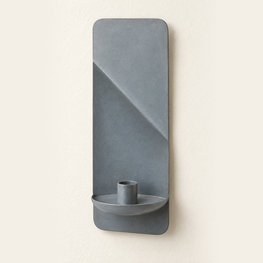 Diagonal Fold Wall Sconce — Iron · Matte dusty blue grey