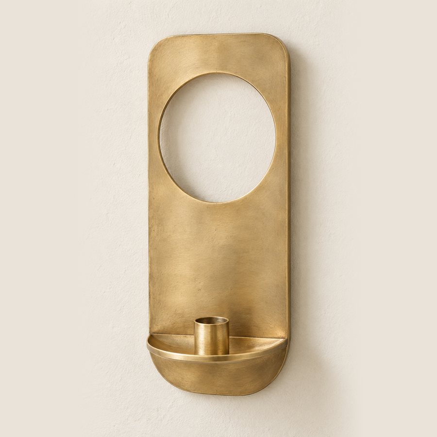 Circle Window Wall Sconce — Brass · Muted satin brass