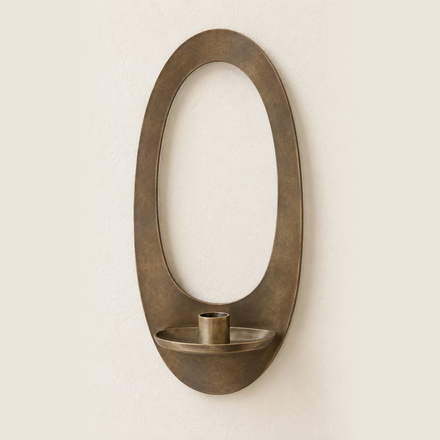 Open Oval Frame Wall Sconce — Brass · Low sheen deep brown antique brass