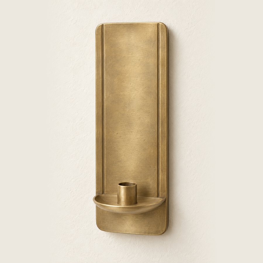 Two Border Grooves Wall Sconce — Brass · Subtle satin antique brass