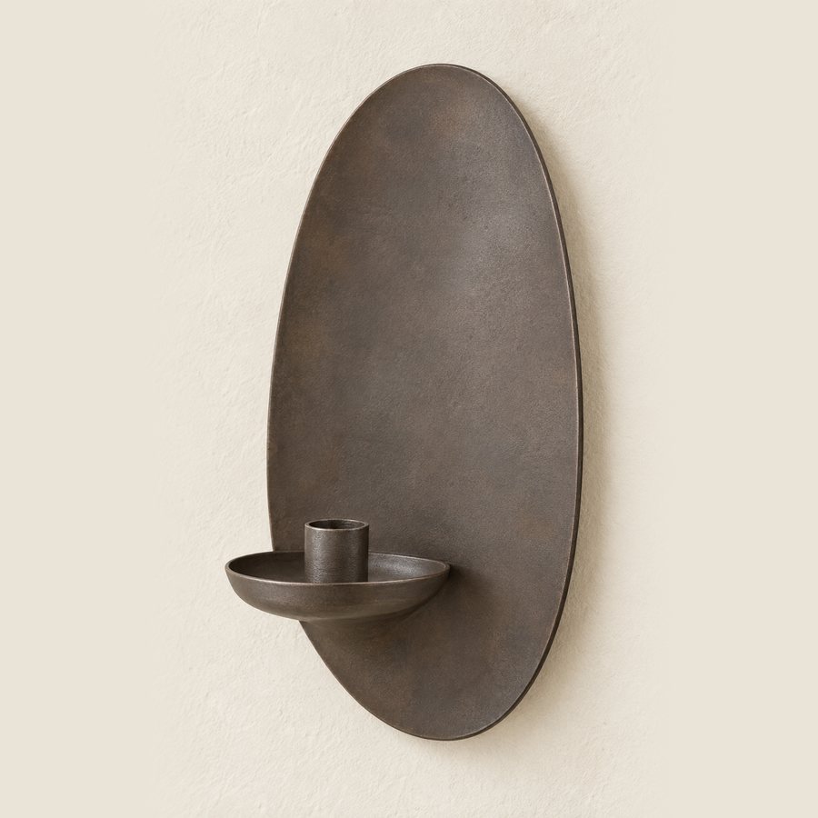 Offset Tray Oval Wall Sconce — Iron · Matte deep umber
