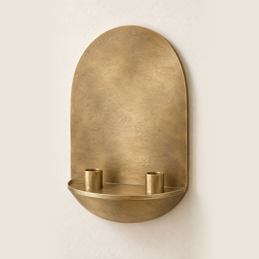Twin Candle Arch Wall Sconce — Brass · Low sheen honey antique brass