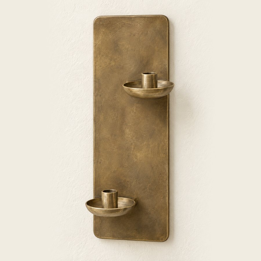 Two Level Rectangle Wall Sconce — Brass · Restrained deep antique brass