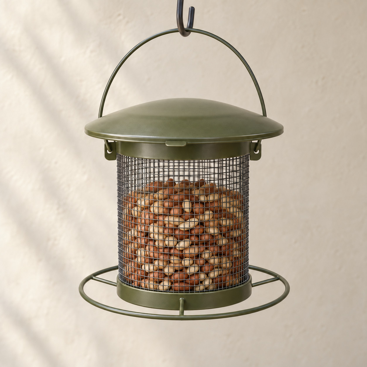 Halo Bird Feeder — Proposed coated mild steel · Deep olive and dark mesh
