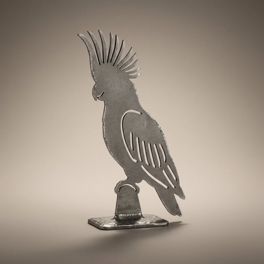 Cockatoo, Pierced Profile — Pierced aluminium sheet · Aged Pewter
