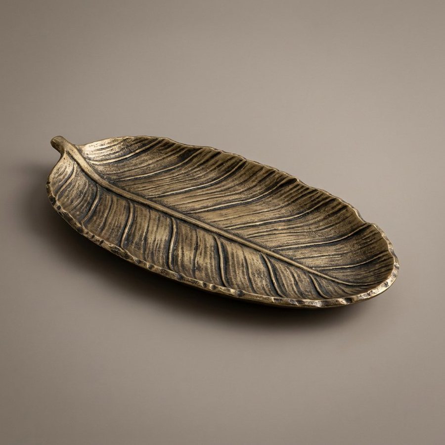 Palm Leaf Tray, 45 cm — Food-grade aluminium · Oxidised Black