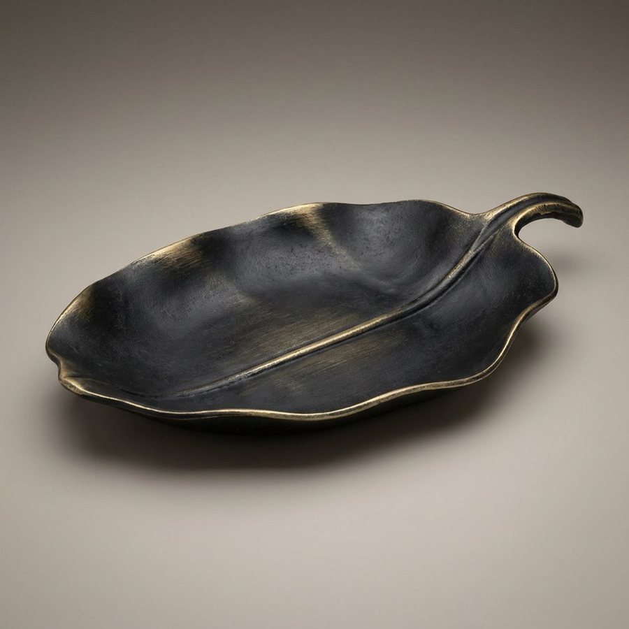 Banana Leaf Dish, 25 cm — Food-grade aluminium · Oxidised Black