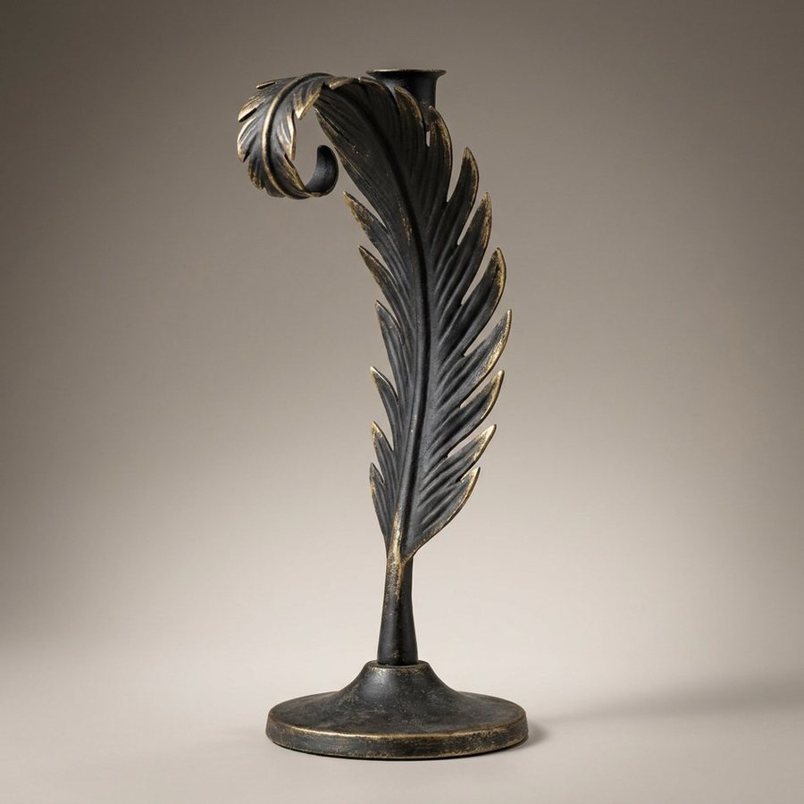 Palm Frond Candle Holder, 30 cm — Aluminium · Oxidised Black