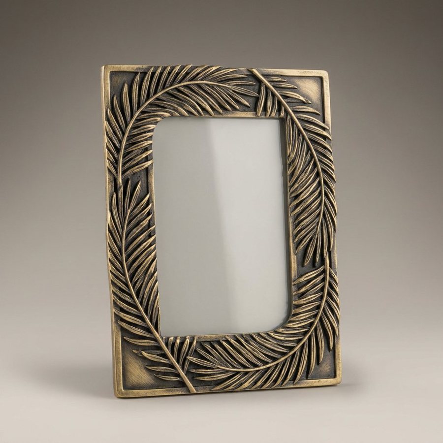 Palm Leaf Photo Frame, 5×7 — Aluminium · Antique Brass