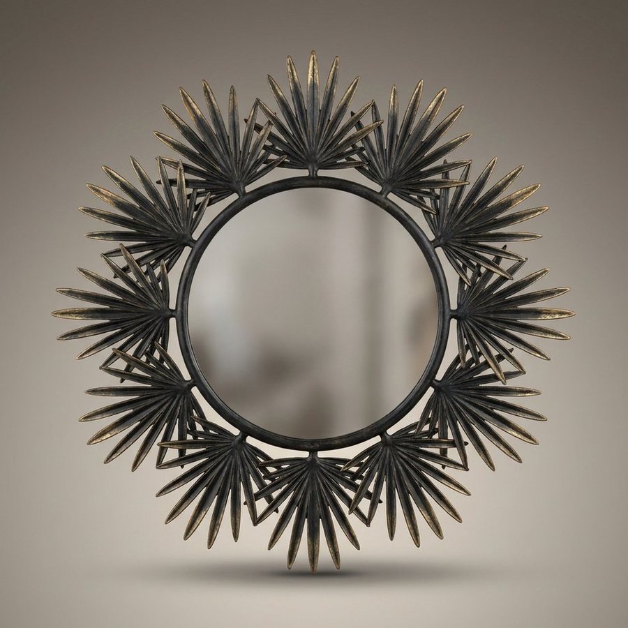 Palm Leaf Wall Mirror, 50 cm — Aluminium · Oxidised Black